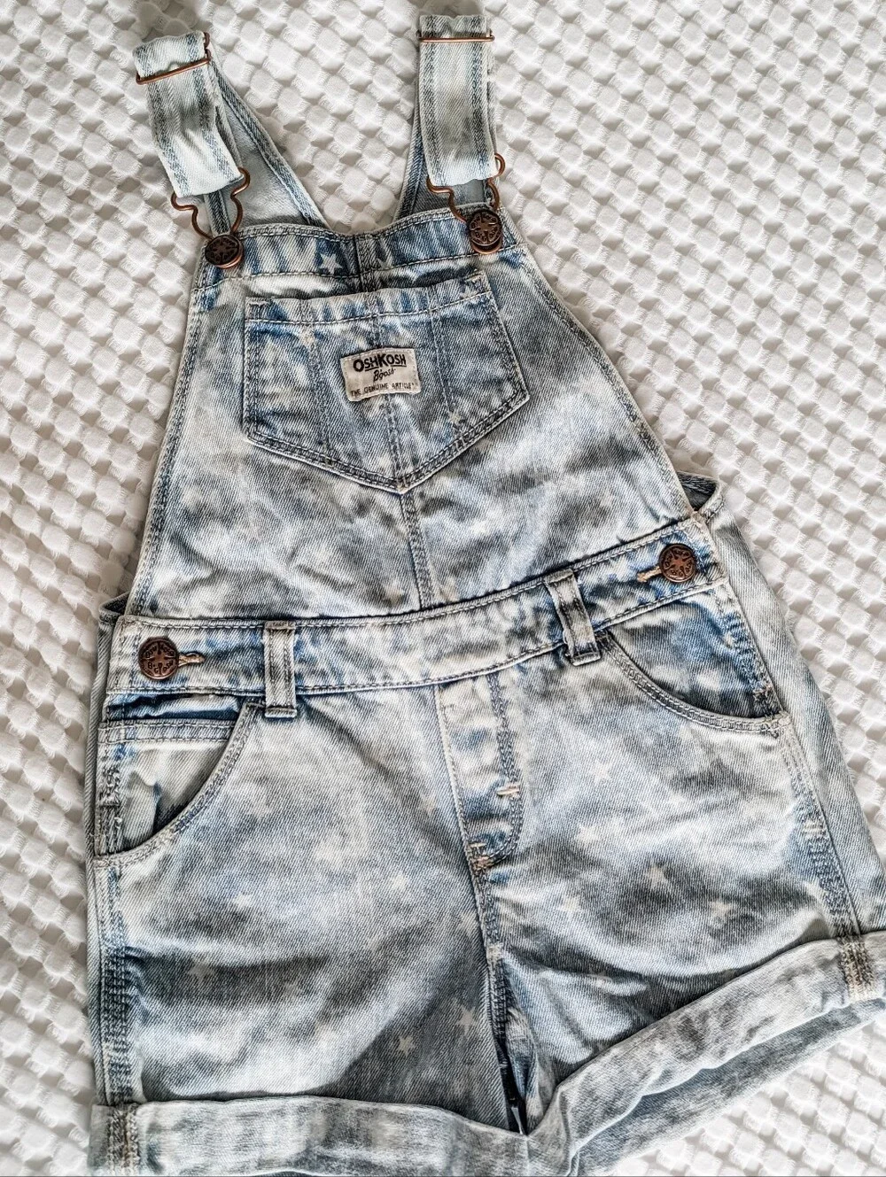 Oshkosh Faded Denim Shortalls With White Star Print
